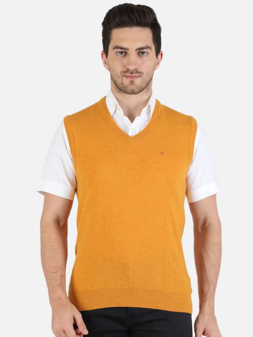 Buy Monte Carlo Men Yellow Woolen Sweater Vest Sweaters for Men 16303066 Myntra