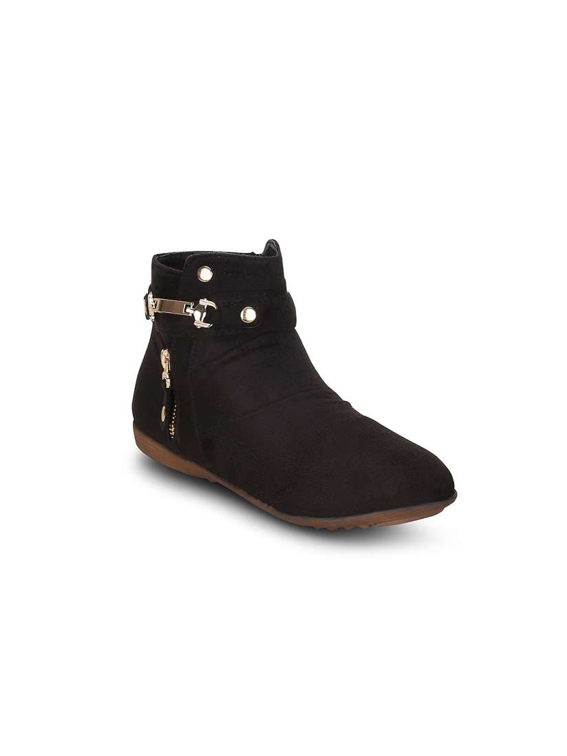 Buy Kielz Women Black Solid Mid Top Flat Boots Boots for Women 1630696 Myntra