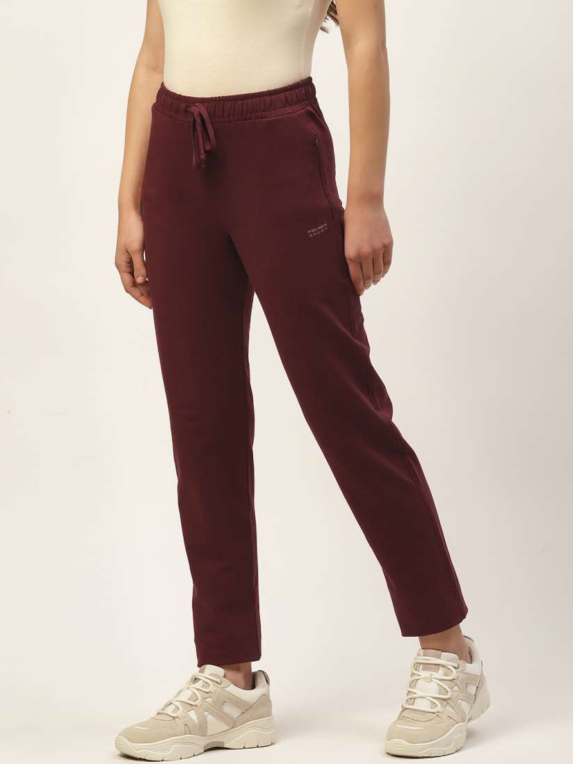 Buy Women Maroon Solid Straight Fit Track Pants Track Pants for Women 16307742 Myntra