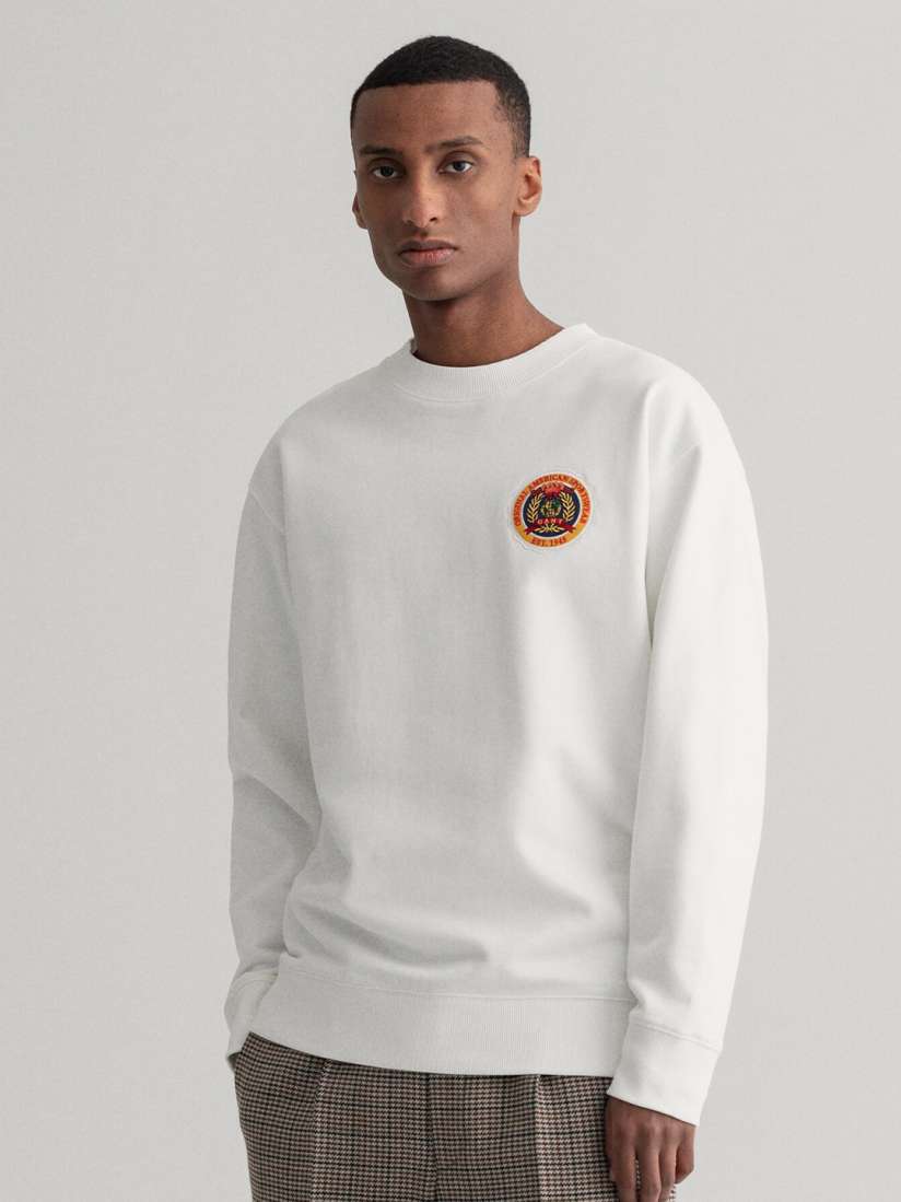 Buy GANT Men White Self Design Sweatshirt Sweatshirts for Men 16316114 Myntra