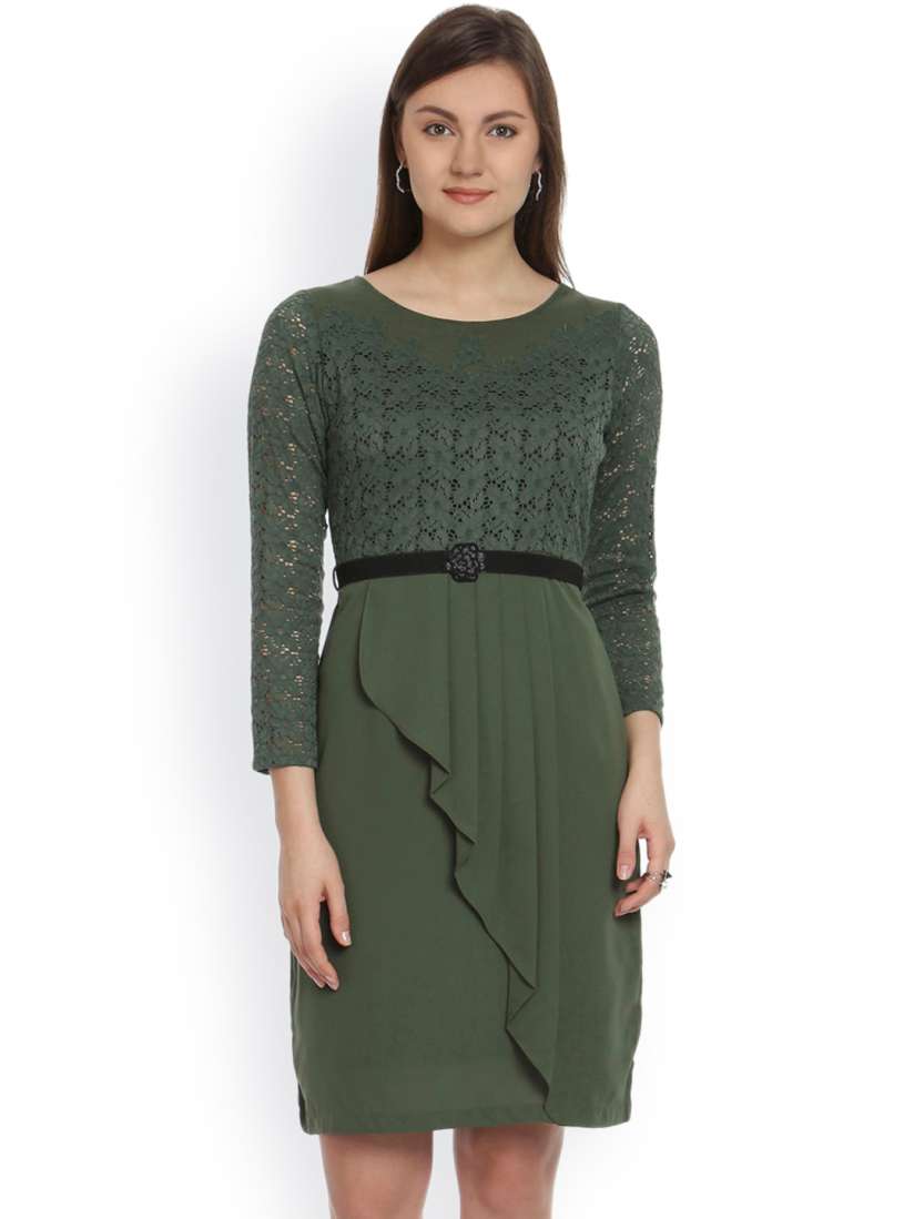 Buy Soie Women Green Lace Sheath Dress Dresses for Women 1631947 Myntra