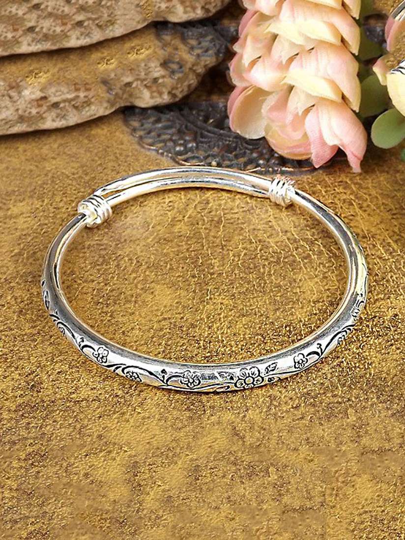 Buy Yellow Chimes Women Silver Toned Adjustable Kada Bracelet Bracelet for Women 16321018 Myntra