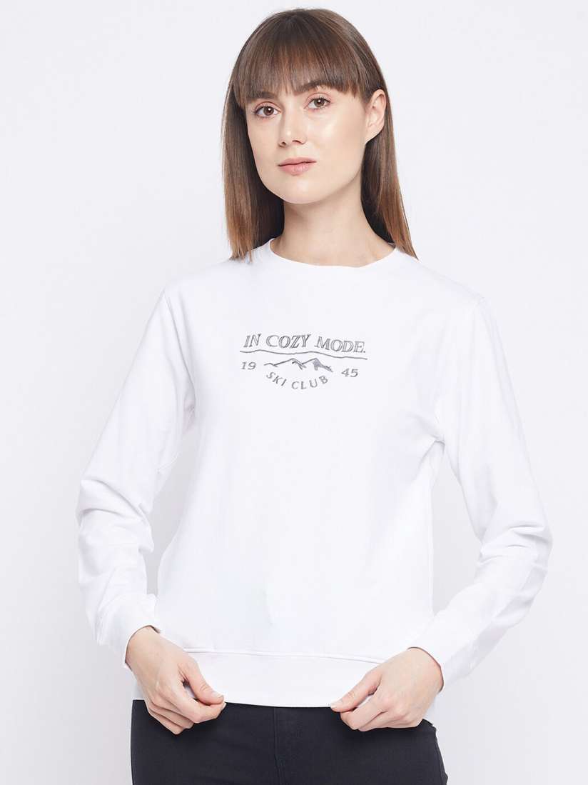 Womens white cotton sweatshirt online