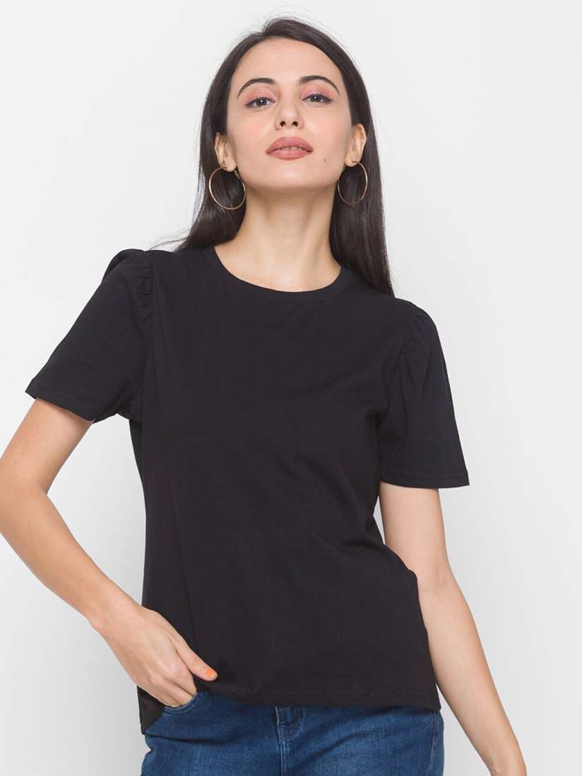 Myntra black t shirt clearance