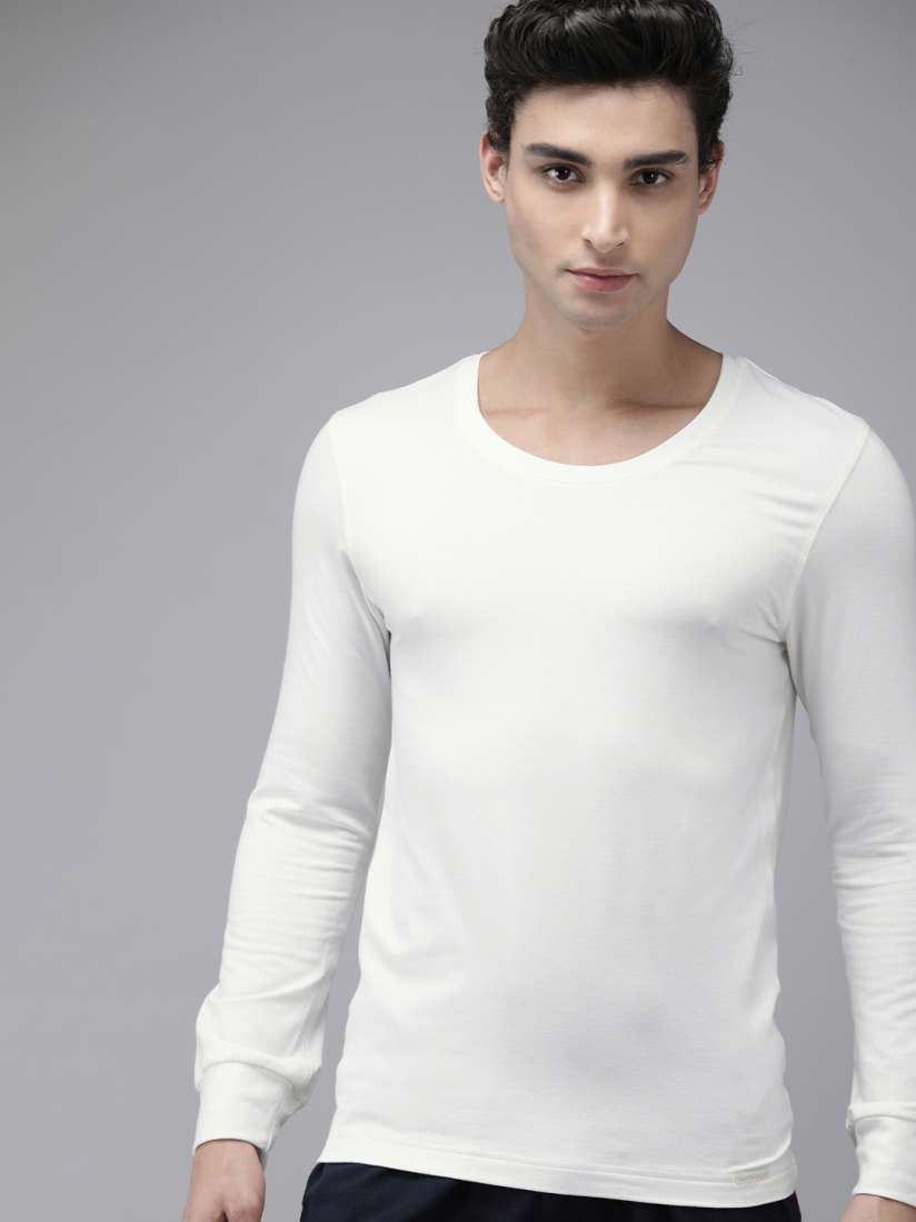 Buy Van Heusen Men Off White Solid Thermal T shirt Thermal Tops for Men 16342946 Myntra