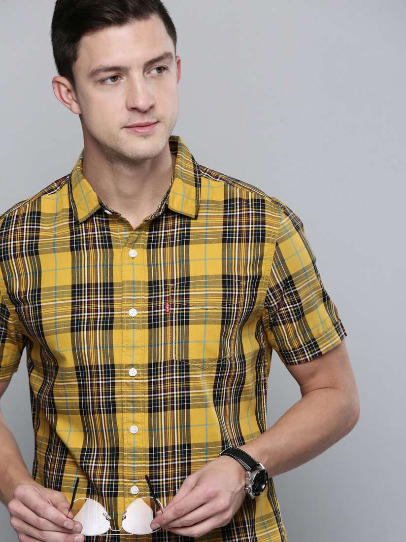 Buy Levis Men Yellow Slim Fit Tartan Checked Pure Cotton Casual Shirt Shirts for Men 16343610 Myntra