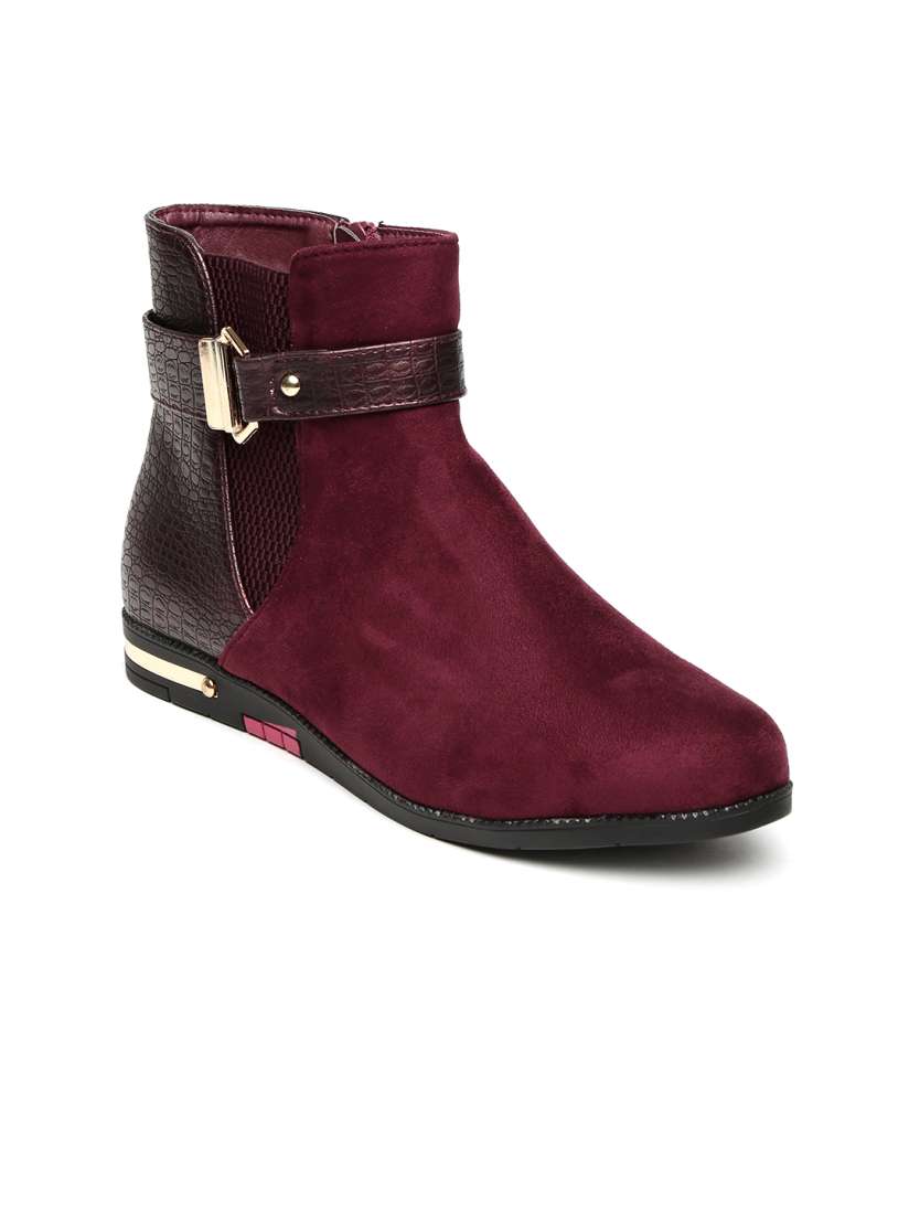 Burgundy flat boots top