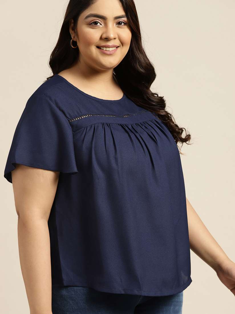Buy Sztori Women Plus Size Navy Blue Solid Regular Top Tops for Women 16346282 Myntra