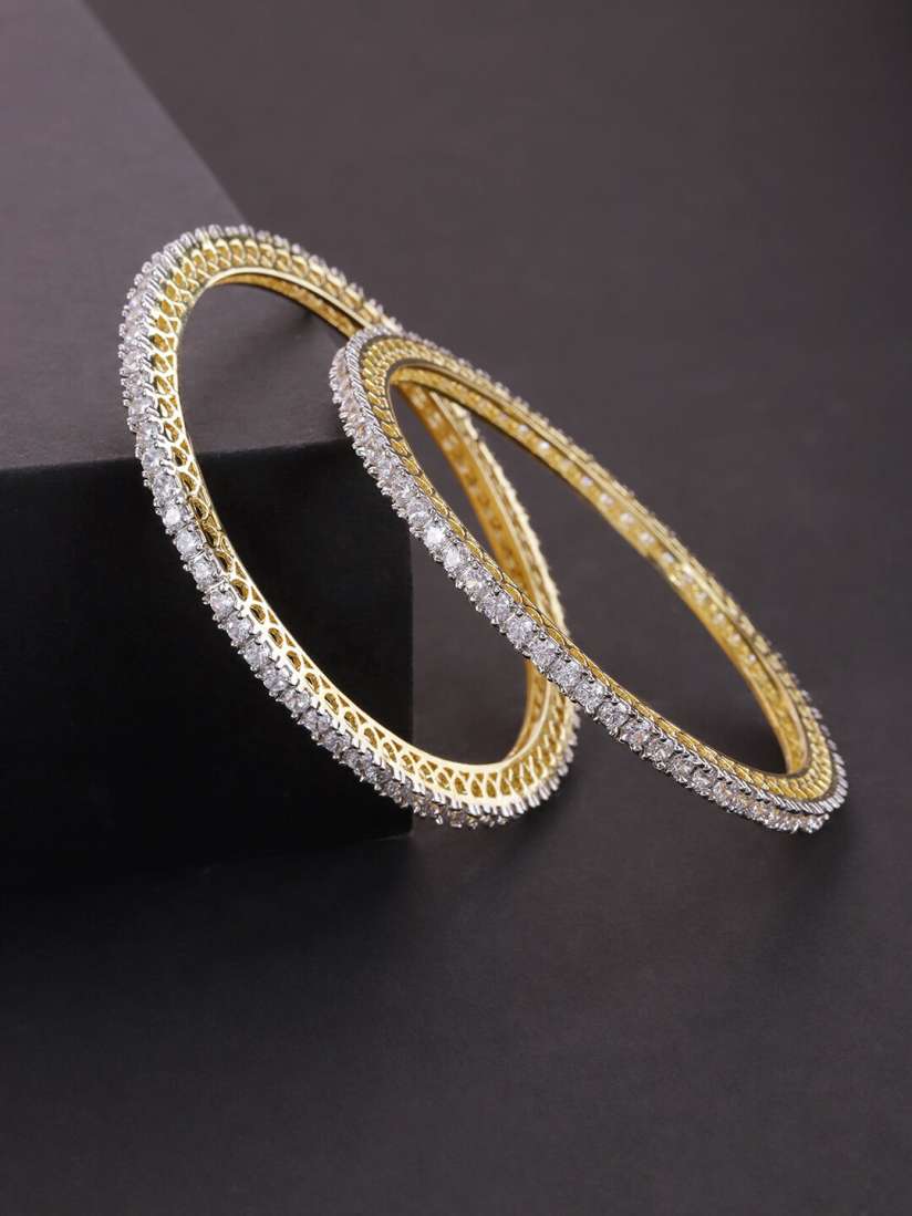 Buy Priyaasi Set Of 2 Gold Plated White AD Studded Bangles Bangle for Women 16351346 Myntra