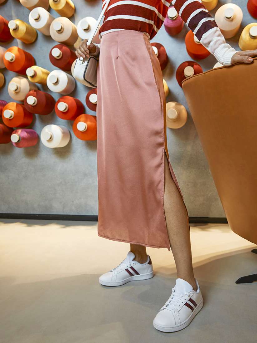 Missguided pink midi skirt clearance