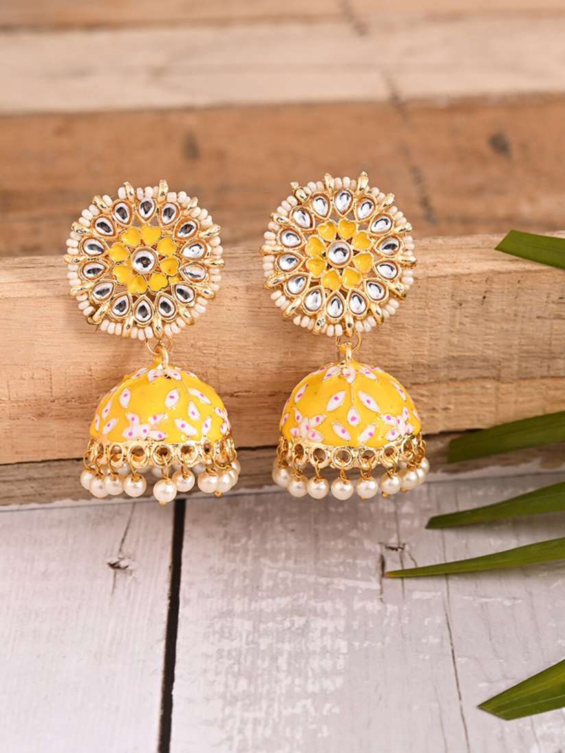 Yellow jhumkas best sale
