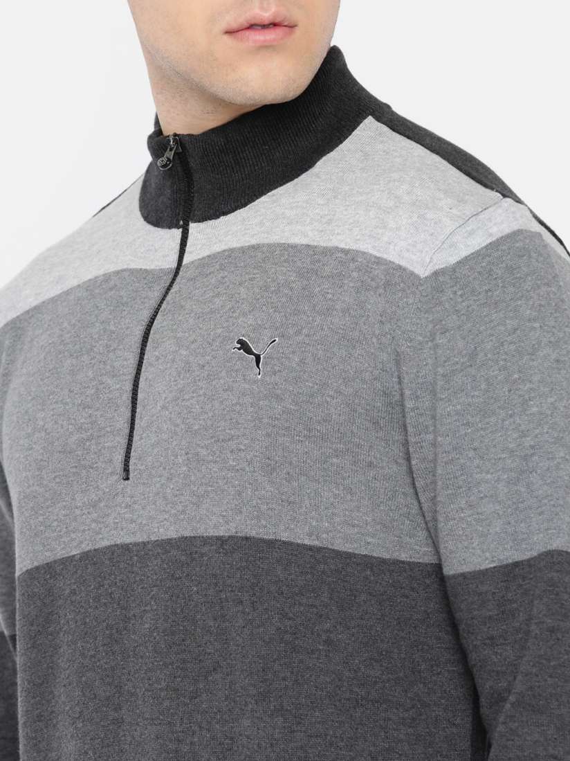 Buy Puma Men Grey Striped Pullover Sweaters for Men 1636509 Myntra