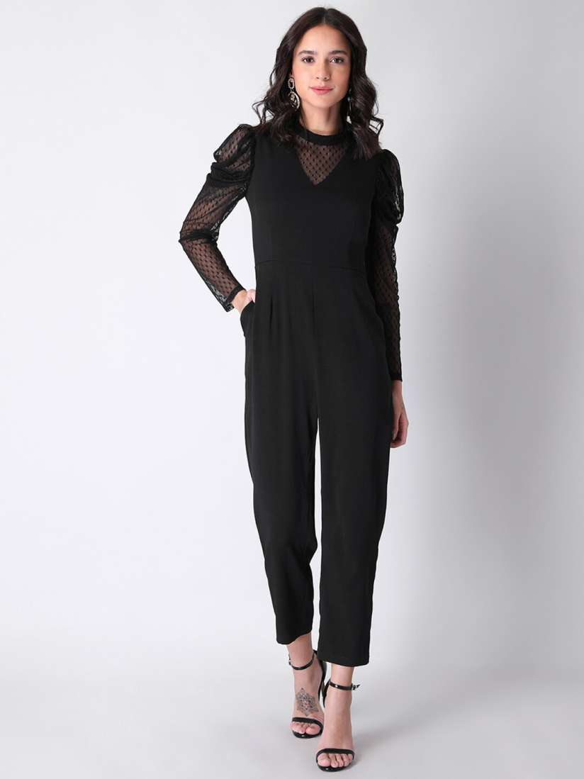 Buy FabAlley Black Basic Jumpsuit Jumpsuit for Women 16366478 Myntra
