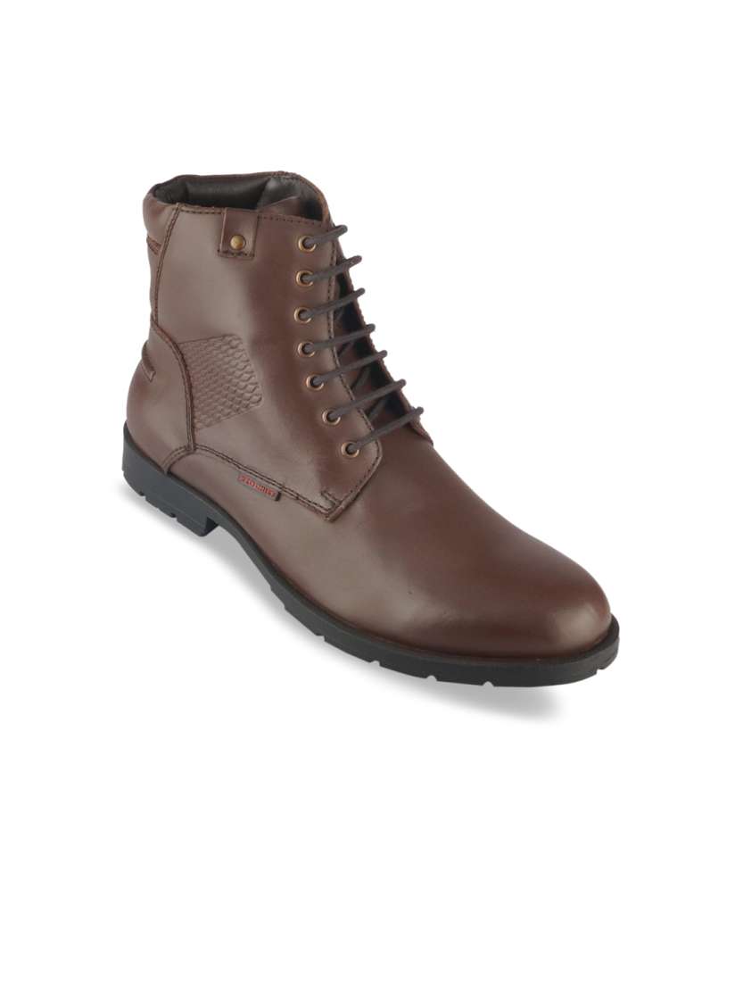 Buy Red Chief Men Brown Textured Leather Mid Top Flat Boots Casual Shoes for Men 16373828 Myntra