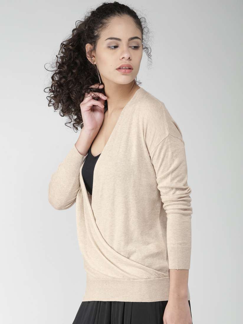 Buy FOREVER 21 Women Beige Wrap Sweater Sweaters for Women 1637556 Myntra