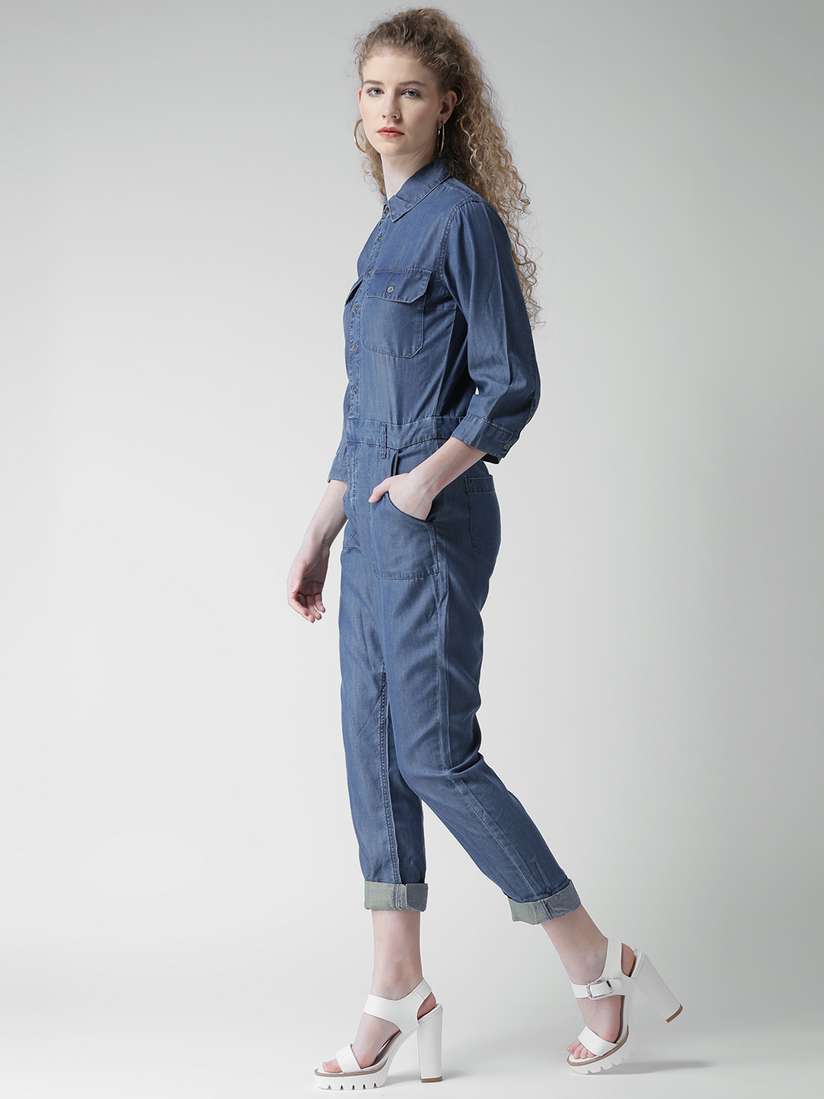 Buy FOREVER 21 Blue Chambray Jumpsuit - Jumpsuit for Women