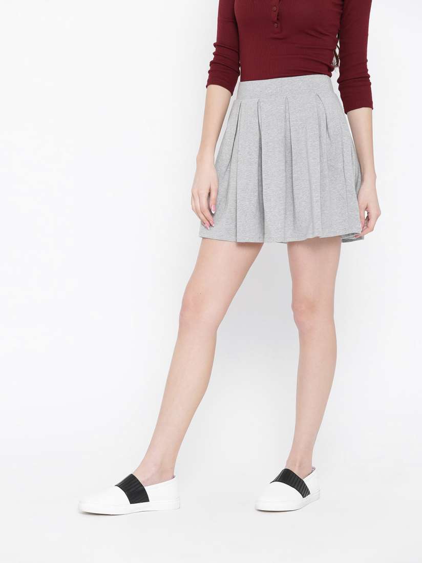 Buy FOREVER 21 Grey Melange Mini Flared Skirt Skirts for Women 1637668 Myntra
