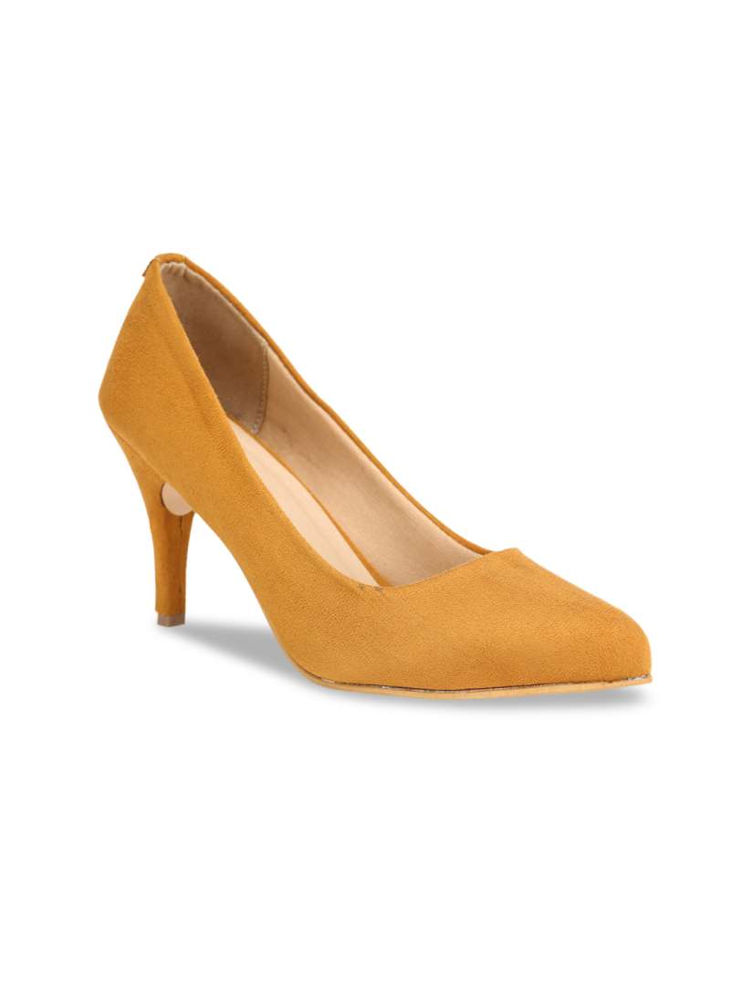 Buy SAPATOS Yellow Suede Pumps Heels for Women 16377390 Myntra
