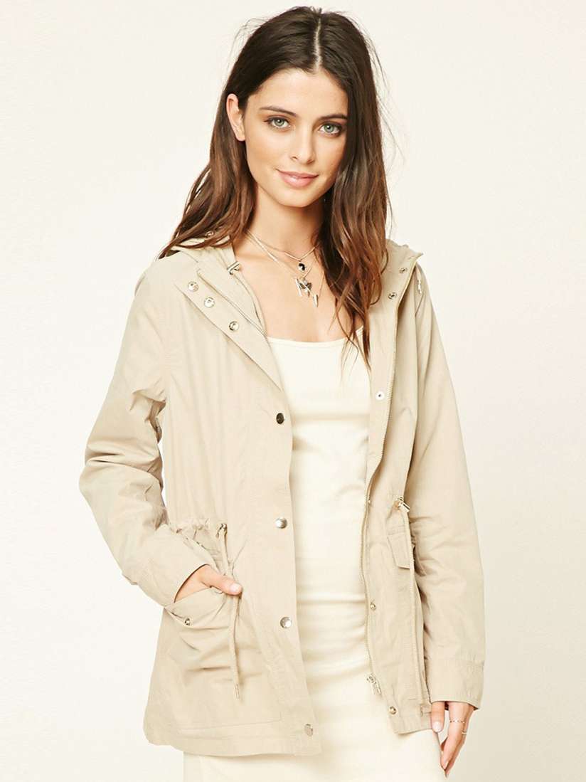 Buy FOREVER 21 Women Khaki Solid Hooded Jacket Jackets for Women 1637761 Myntra