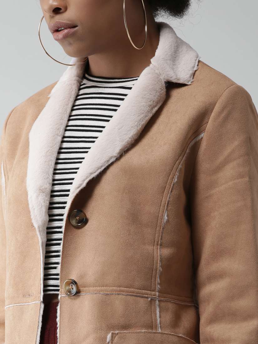 Buy FOREVER 21 Beige Single Breasted Coat Coats for Women 1637765 Myntra