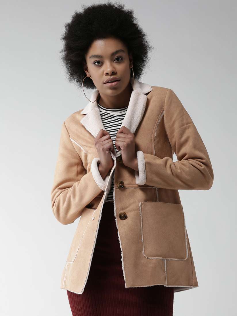 Buy FOREVER 21 Beige Single Breasted Coat Coats for Women 1637765 Myntra