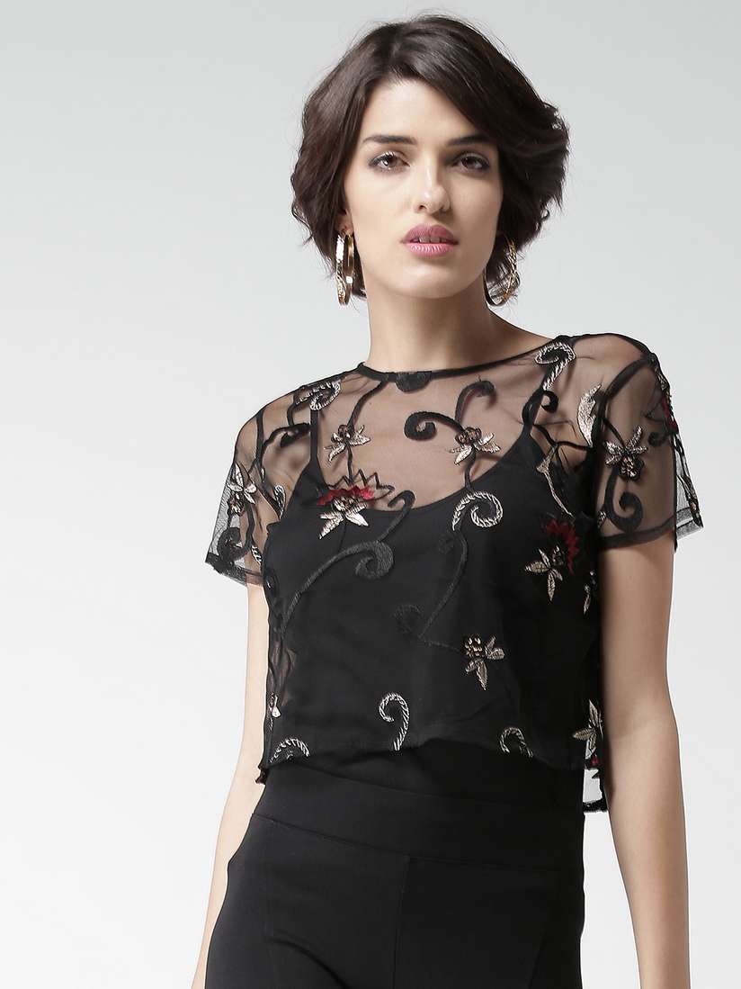 sheer black top forever 21