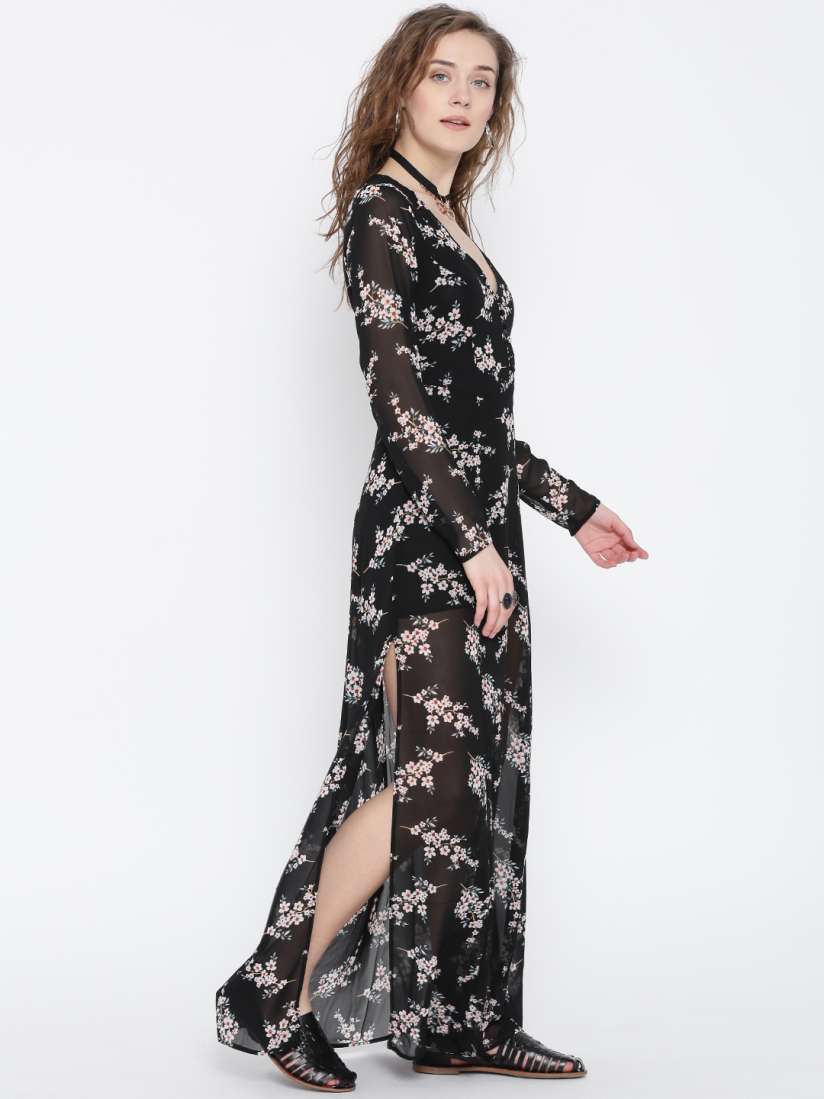 Forever 21 black floral maxi dress online