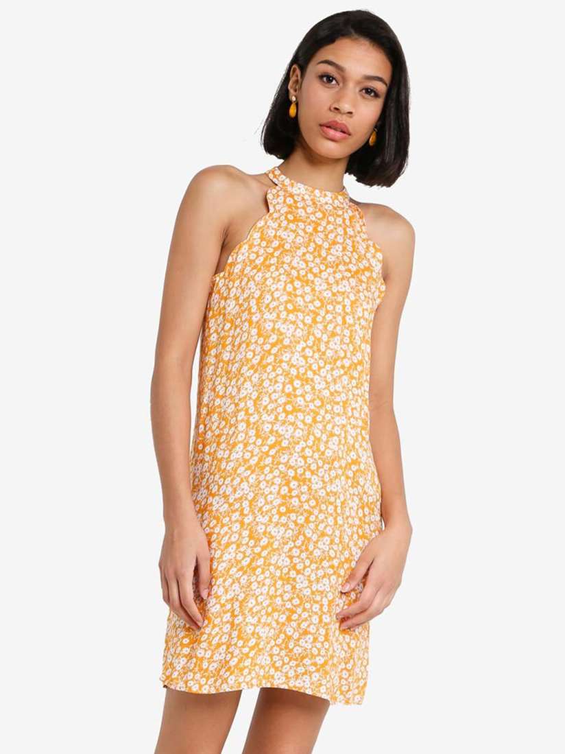 Buy ZALORA BASICS Yellow Floral Halter Neck A Line Dress Dresses for Women 16385366 Myntra