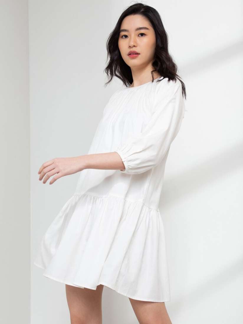 Buy ORIGIN BY ZALORA Women White Organic Cotton Drop Waist Dress Dresses for Women 16385388 Myntra