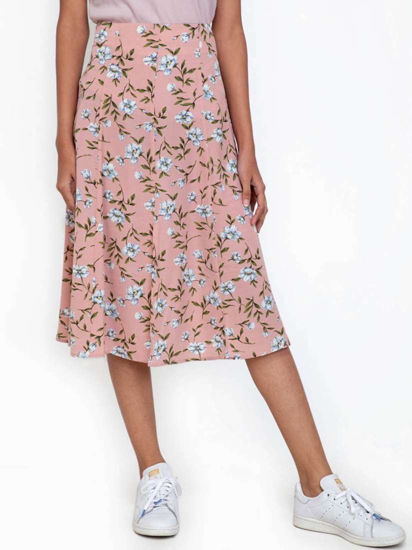 Buy Zalora Basics Women Pink Blue Floral Printed Midi Skirt Skirts for Women 16386584 Myntra