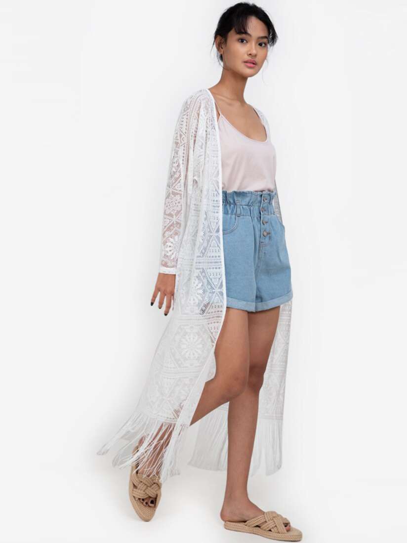 White longline denim jacket discount