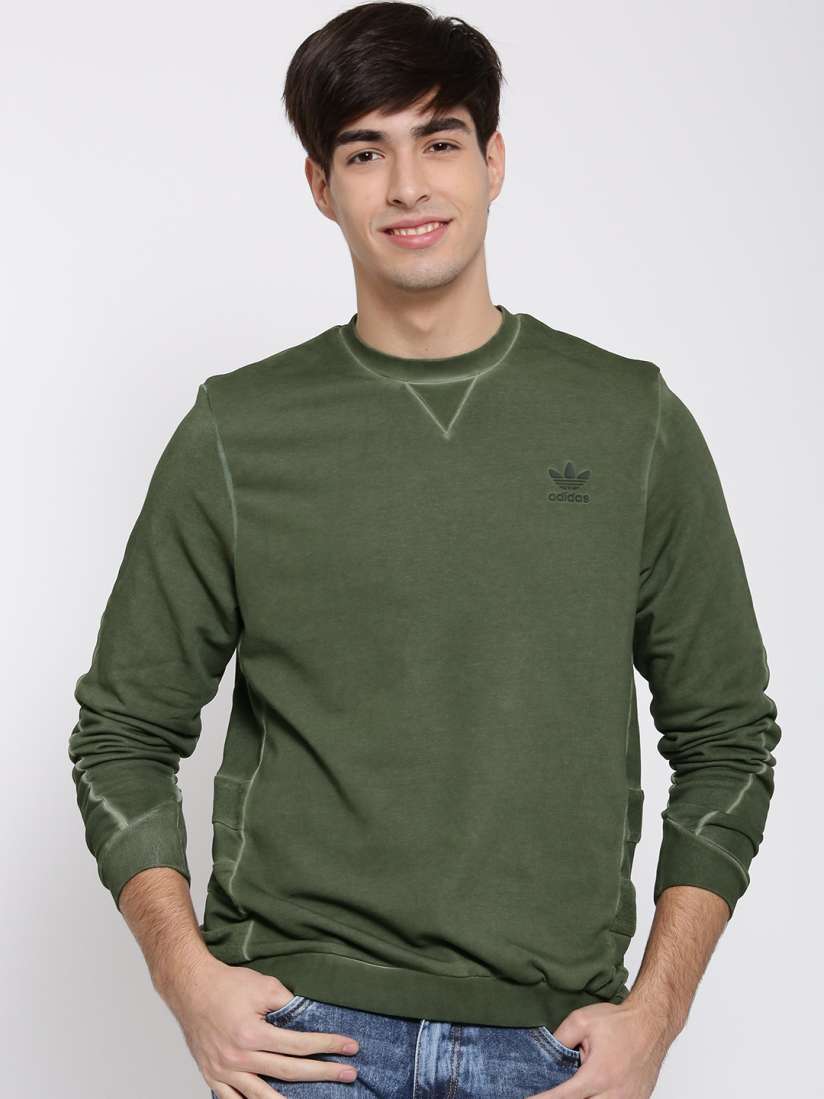 Buy Adidas Originals Olive Green ST Mod Crew Dye Sweatshirt Sweatshirts for Men 1638811 Myntra