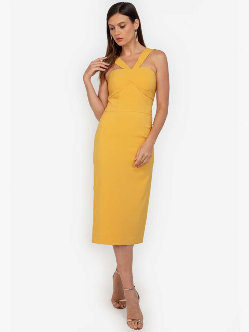 Buy ZALORA OCCASION Yellow Sheath Midi Dress Dresses for Women 16391972 Myntra