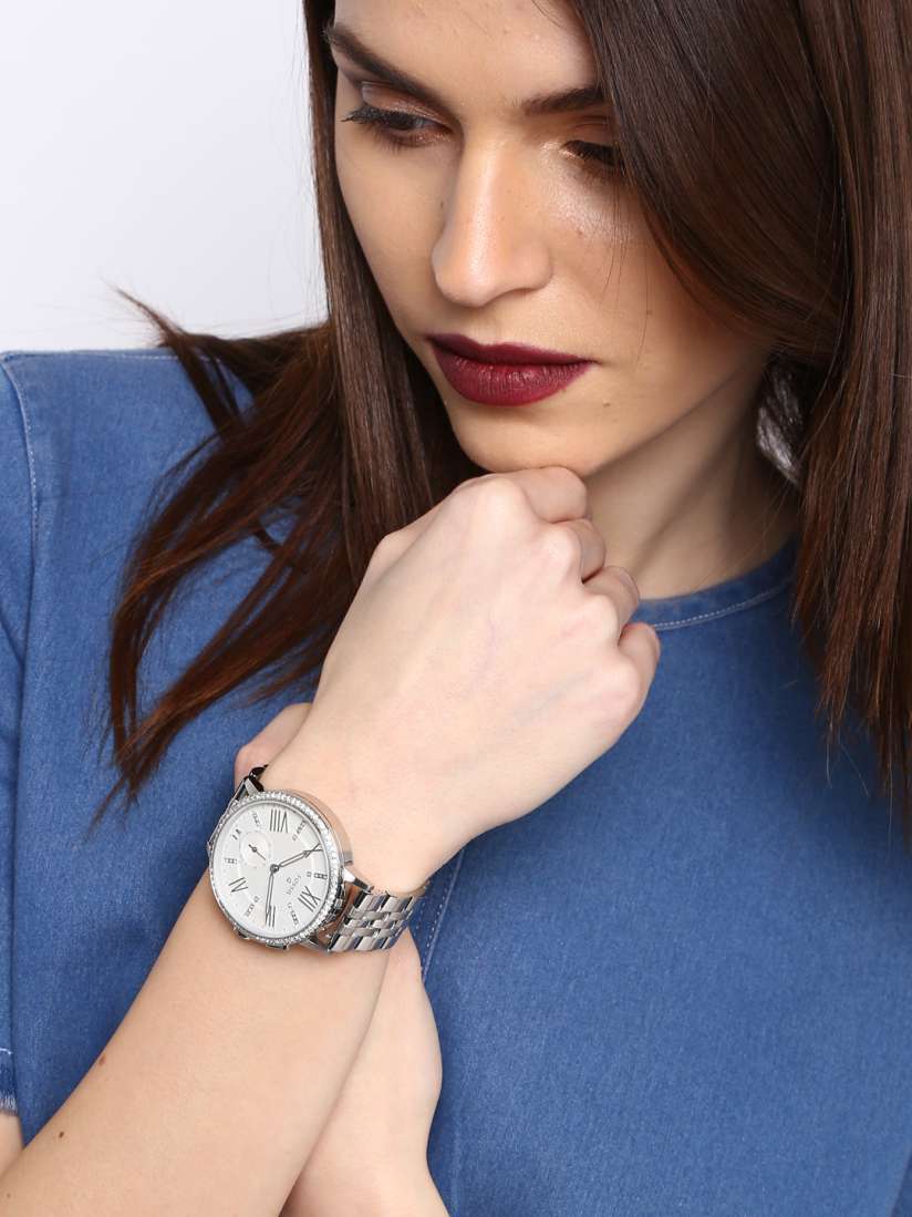 Buy Fossils Women White Embellished Hybrid Smart Watch FTW1105 Smart Watches for Women 1639646 Myntra