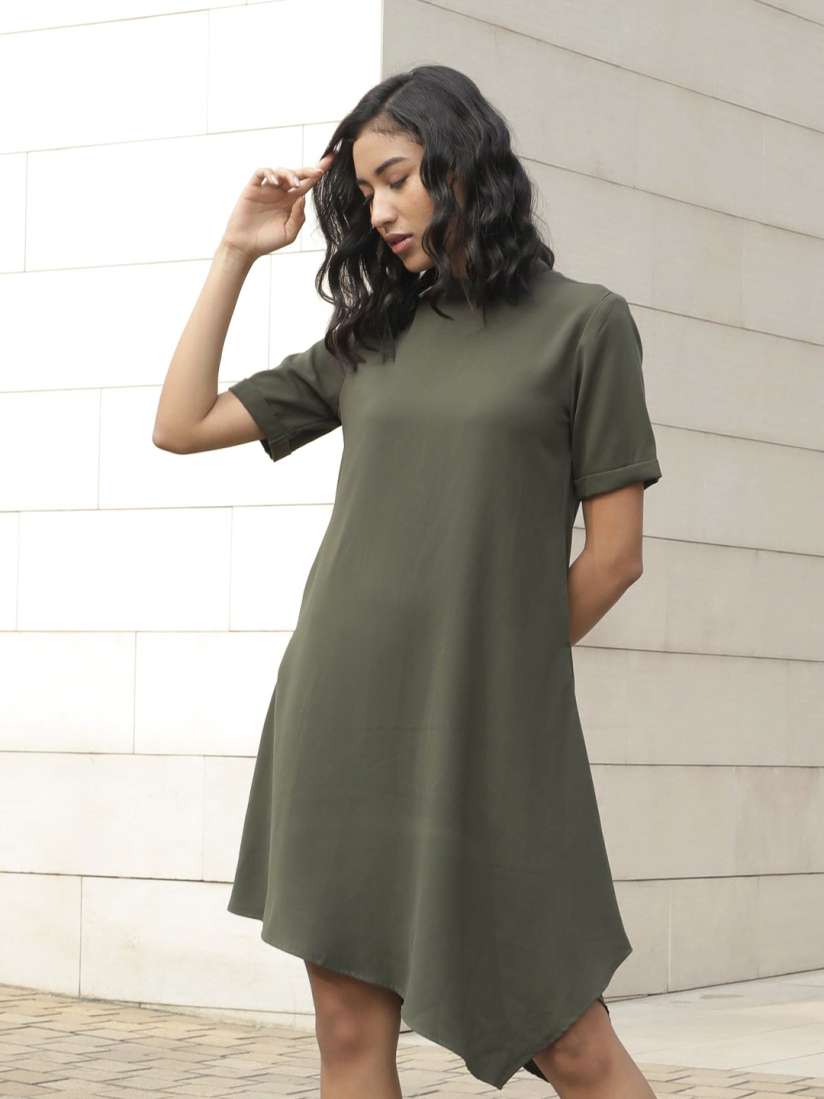 Womens green t shirt dress best sale