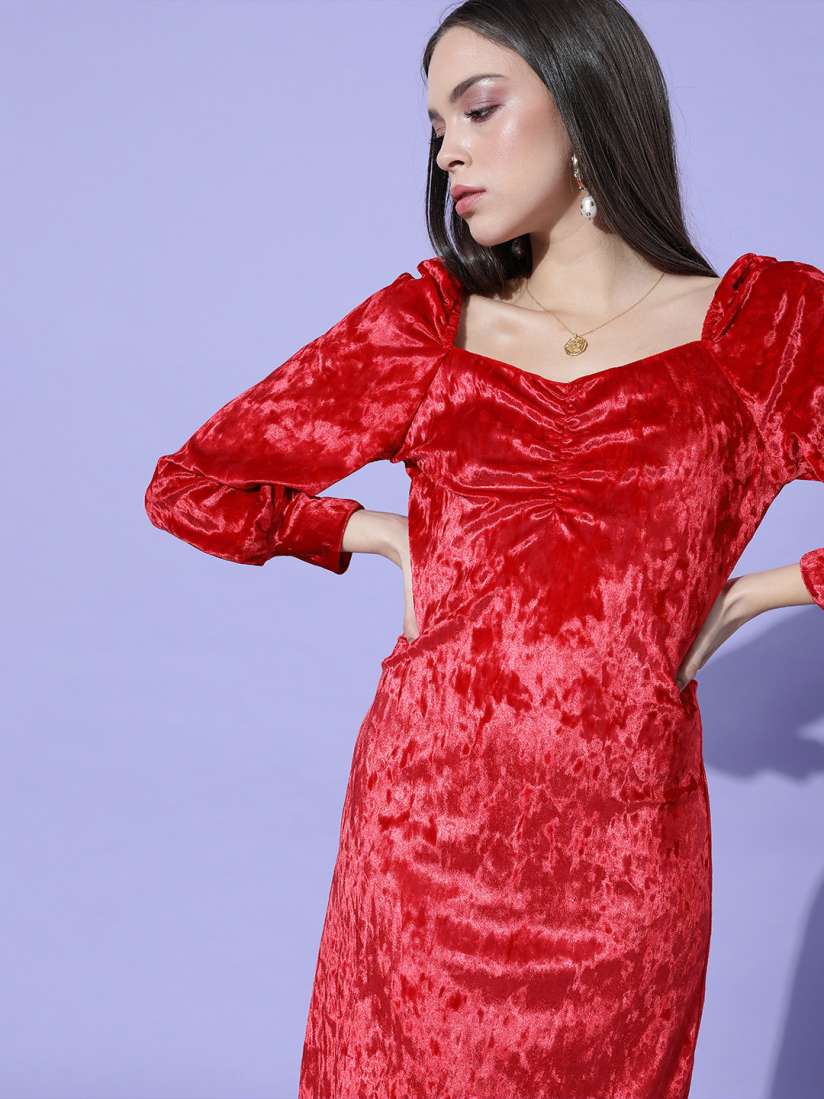 Myntra velvet dress clearance