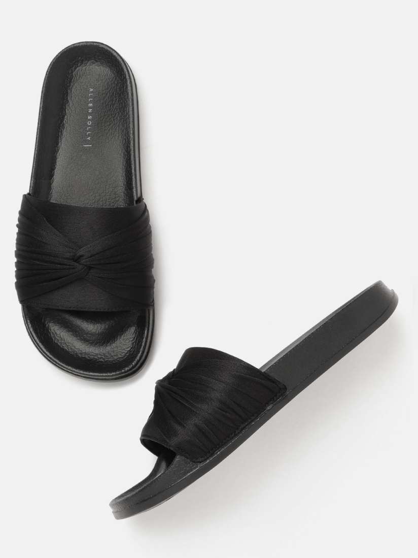 Buy Allen Solly Women Black Solid Open Toe Flats with Knot Detail Flats for Women 16411160 Myntra