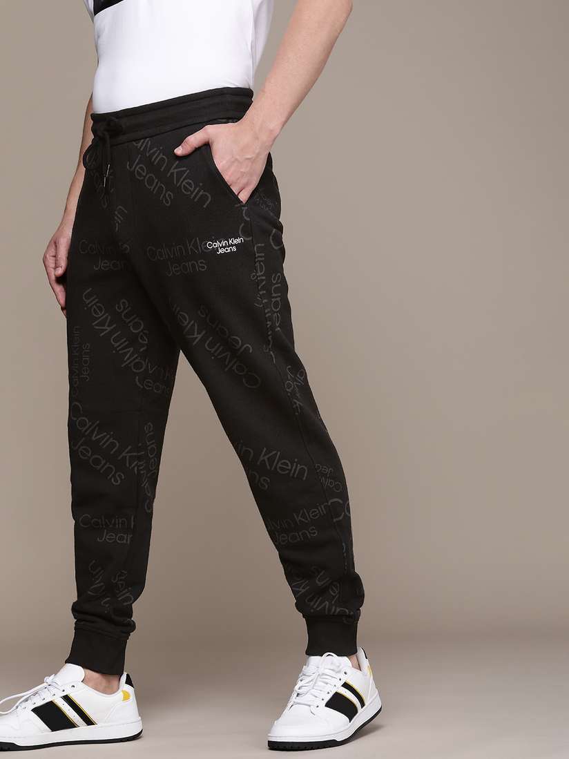 Buy Calvin Klein Jeans Men Black Brand Logo Print Mid-Rise Organic