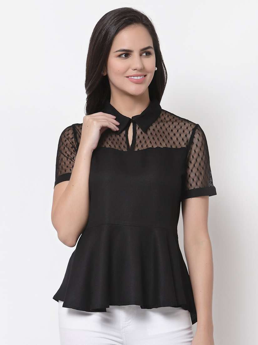 womens black peplum top