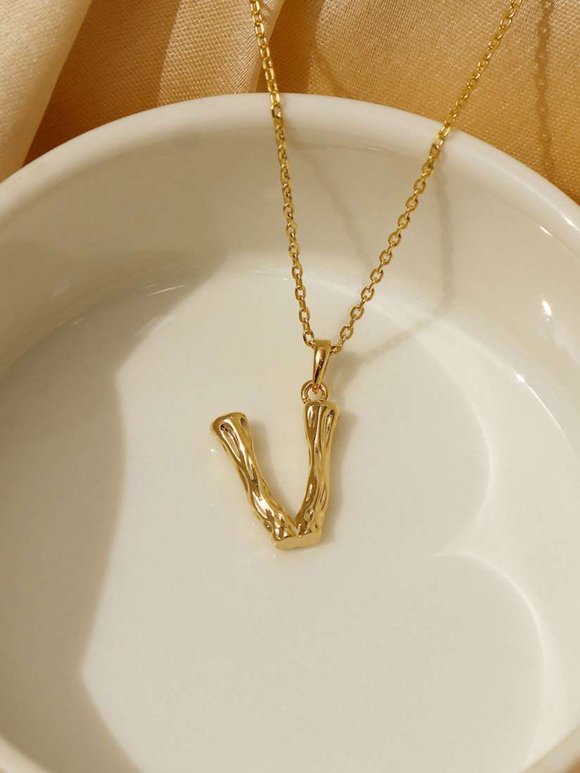 Buy Pipa Bella Gold Plated Textured V Initial Link Necklace Necklace and Chains for Women 16425134 Myntra
