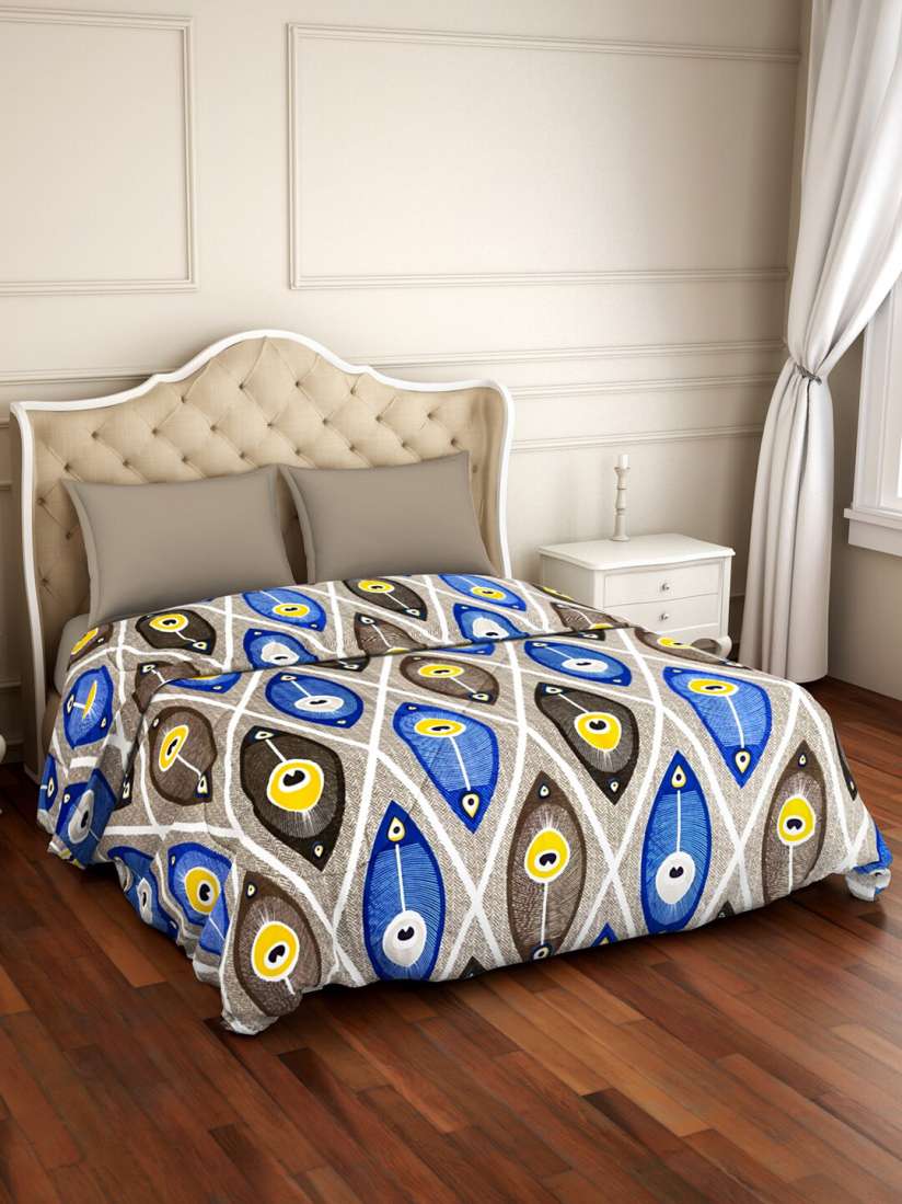 Buy Welspun Blue Brown Geometric Microfiber AC Room 120 GSM Double Bed Quilt Blankets Quilts and Dohars for Unisex 16426644 Myntra