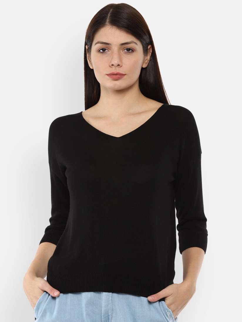 Buy Van Heusen Woman Women Black Acrylic Pullover Sweaters for Women 16428892 Myntra