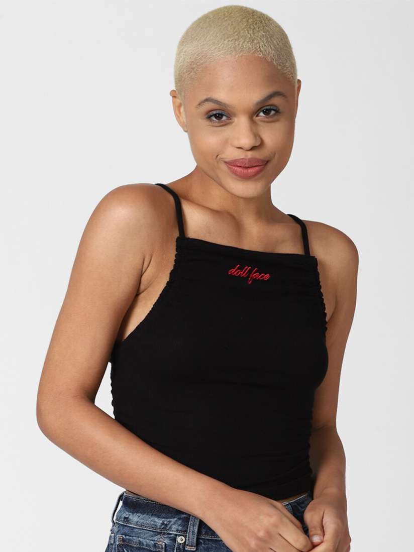 Buy FOREVER 21 Woman Black Ribbed Sweater Cami Top Tops for Women 16431936 Myntra