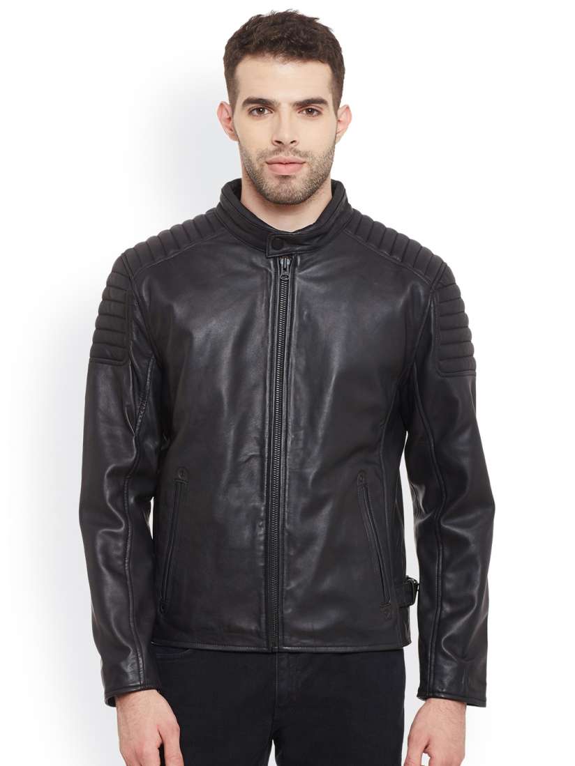 Buy Justanned Black Genuine Leather Jacket Jackets for Men 1643505 Myntra