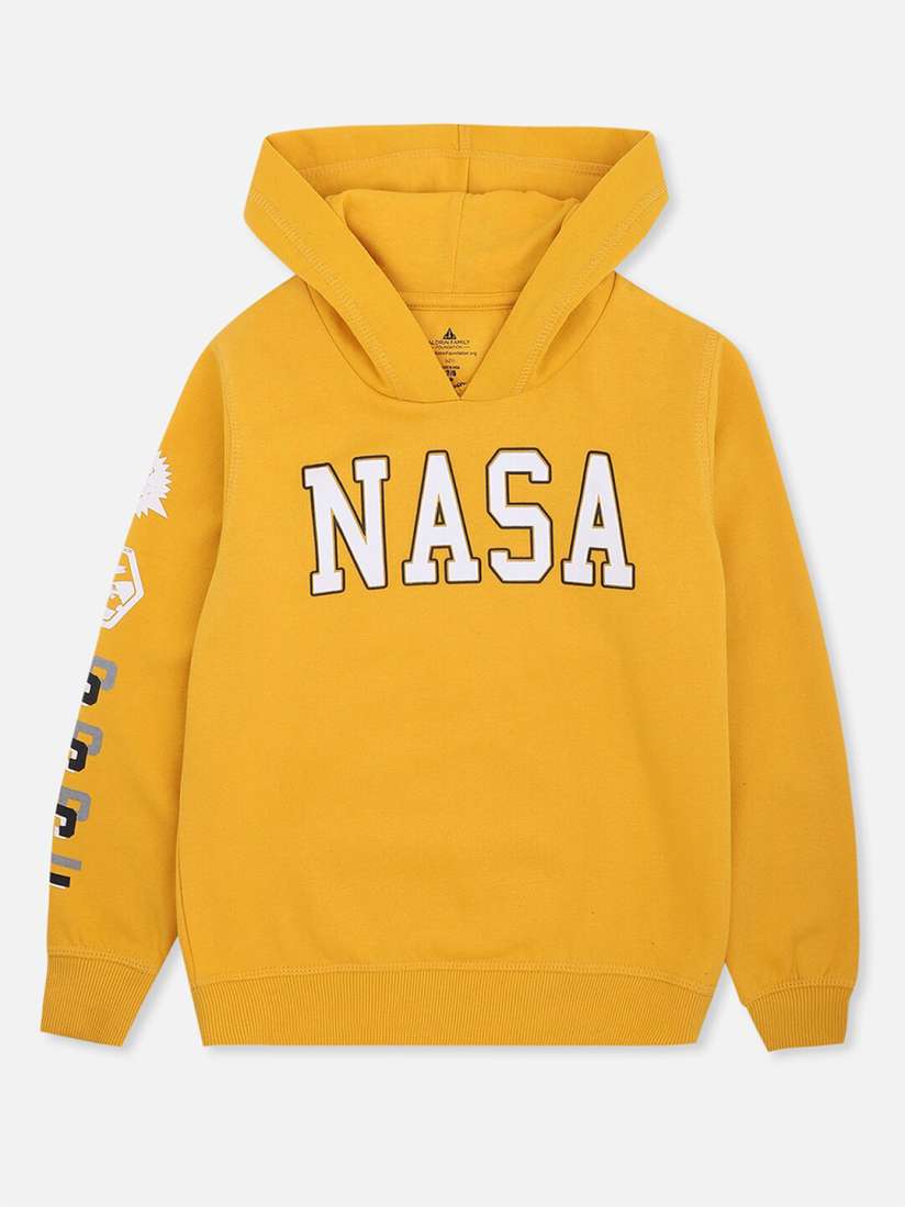 Buy Kids Ville Boys Yellow Nasa Printed Hooded Sweatshirt Sweatshirts for Boys 16442654 Myntra