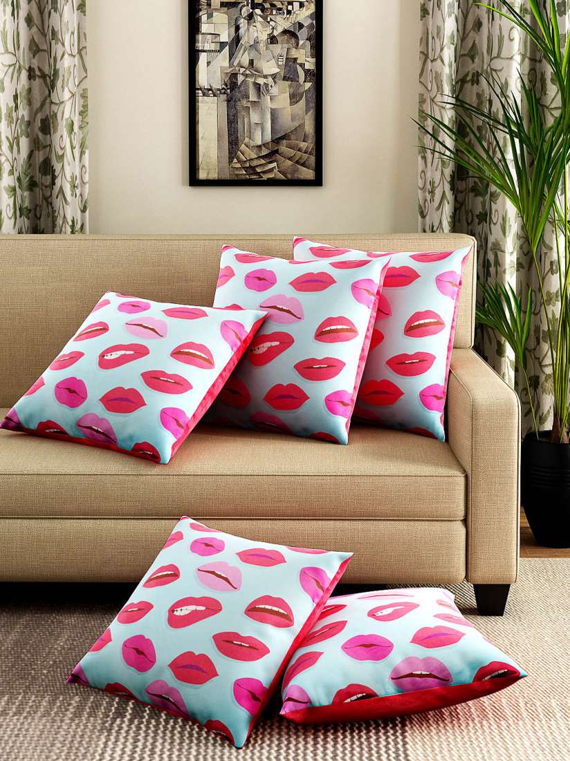 Buy Alina decor Blue Red Set of 5 Printed 16 X 16 Square Cushion Covers Cushion Covers for Unisex 1644759 Myntra