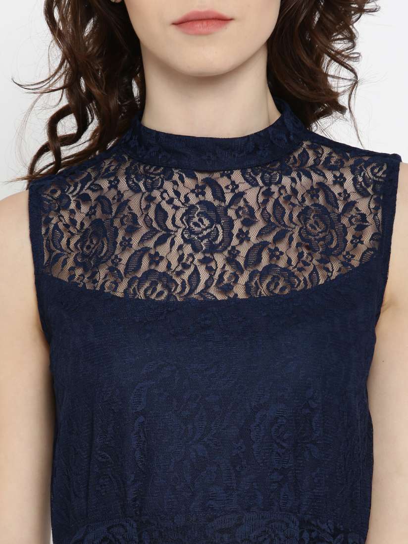 Buy RARE Women Navy Lace Fit Flare Dress Dresses for Women 1644905 Myntra