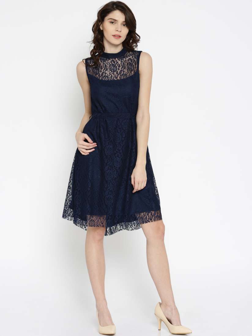 Buy RARE Women Navy Lace Fit Flare Dress Dresses for Women 1644905 Myntra