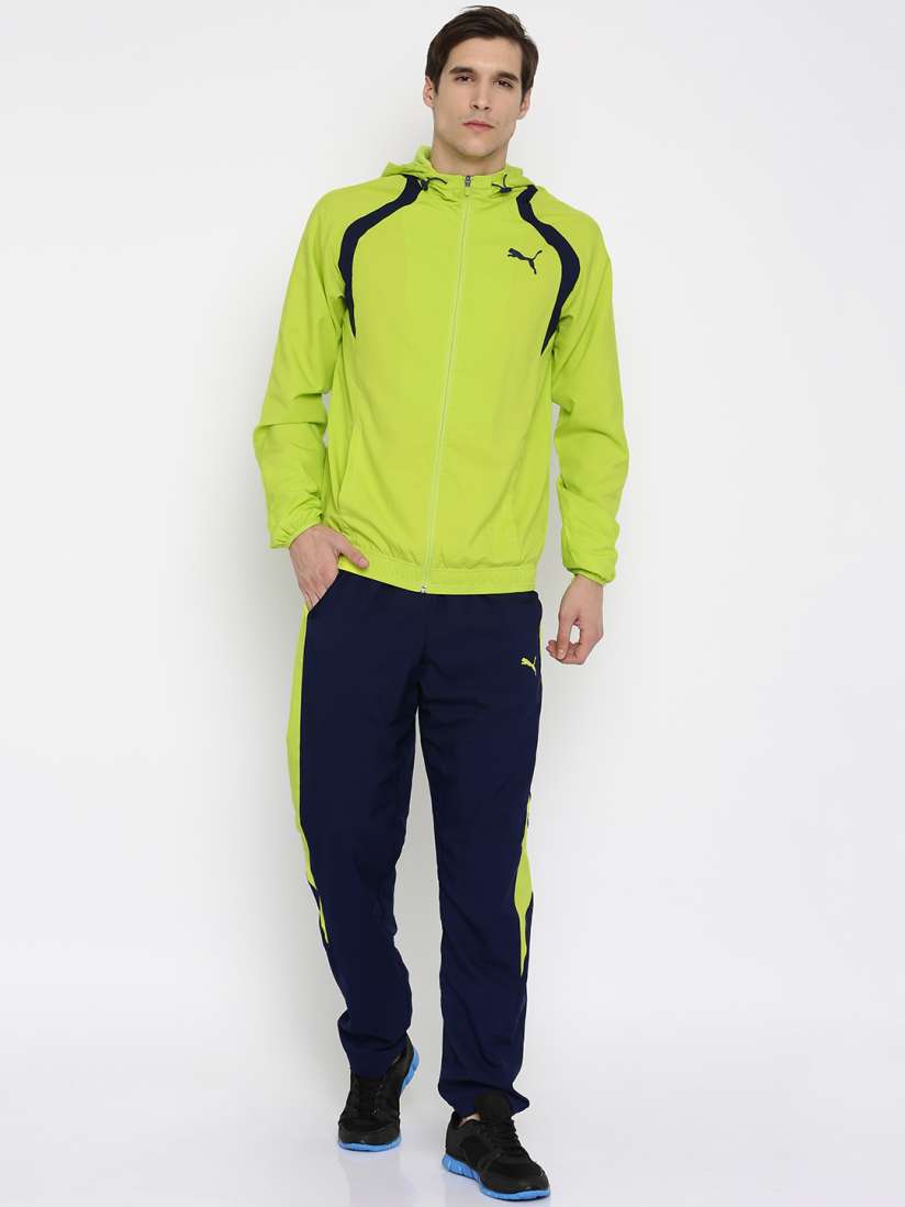 Buy Puma Fluorescent Green Navy Tracksuit Tracksuits for Men 1645039 Myntra
