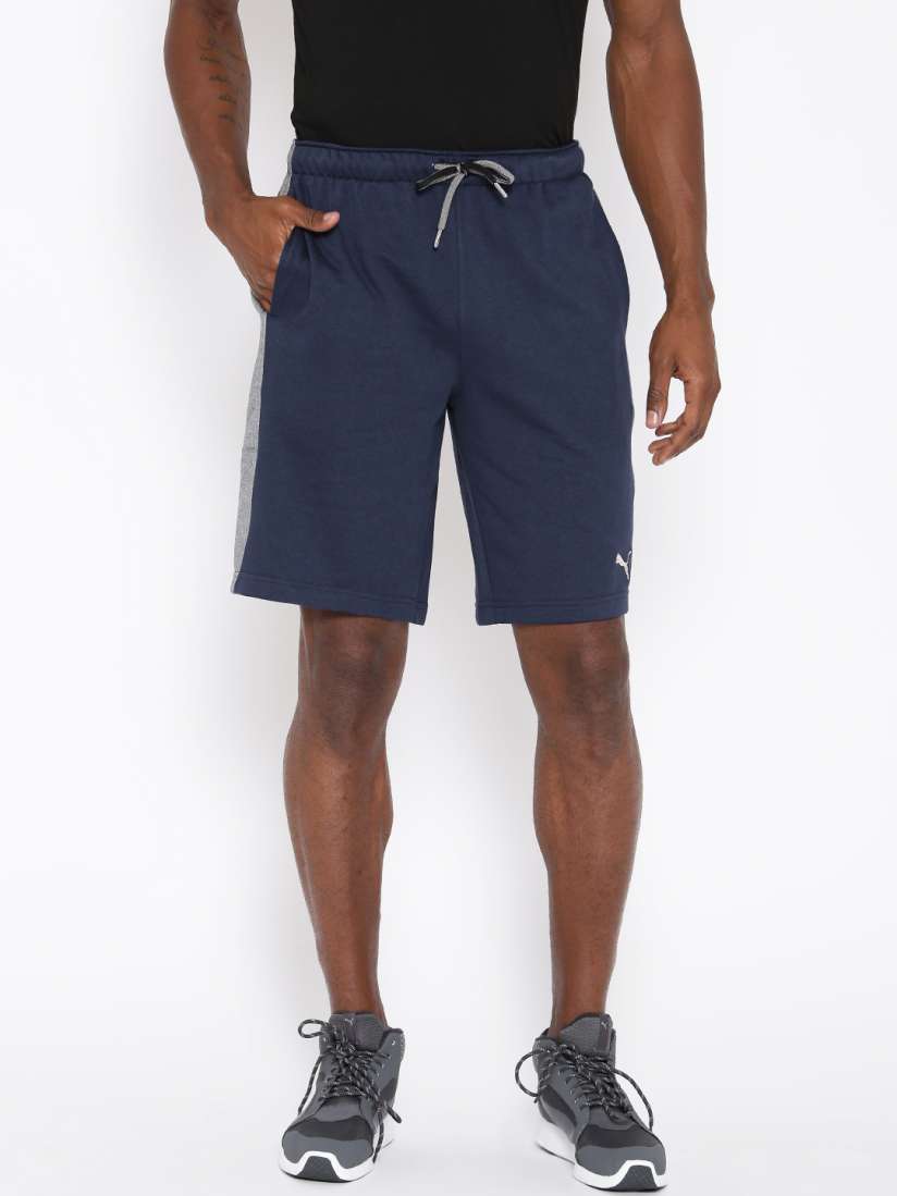 Buy Puma Men Navy Grey Melange Formstripe Sweat 10 Sports Shorts Shorts for Men 1645055 Myntra